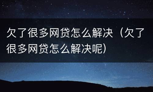 欠了很多网贷怎么解决(欠了很多网贷怎么解决呢)