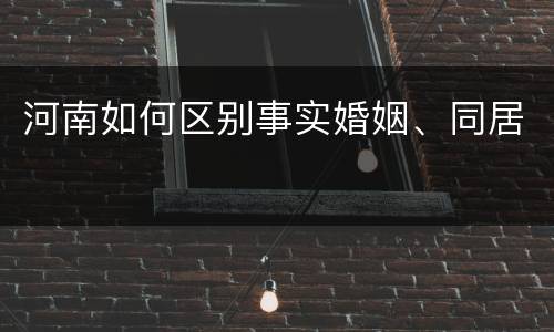 河南如何区别事实婚姻、同居