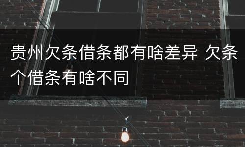 贵州欠条借条都有啥差异 欠条个借条有啥不同