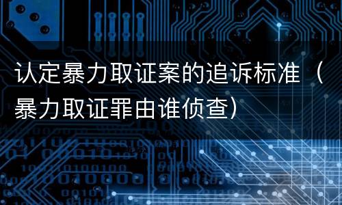认定暴力取证案的追诉标准（暴力取证罪由谁侦查）