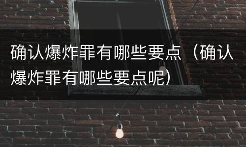 确认爆炸罪有哪些要点（确认爆炸罪有哪些要点呢）