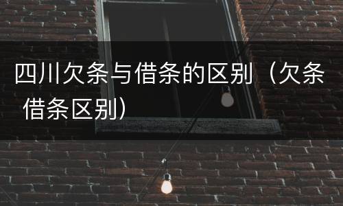 四川欠条与借条的区别（欠条 借条区别）