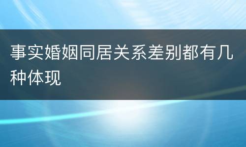 事实婚姻同居关系差别都有几种体现