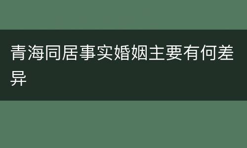 青海同居事实婚姻主要有何差异