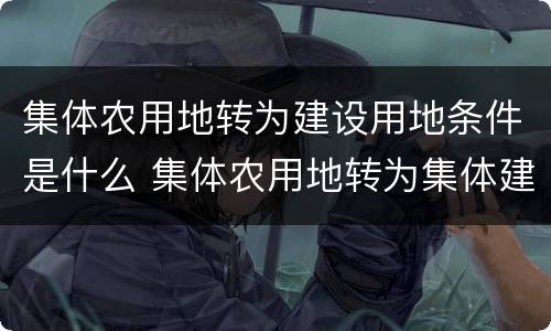 集体农用地转为建设用地条件是什么 集体农用地转为集体建设用地