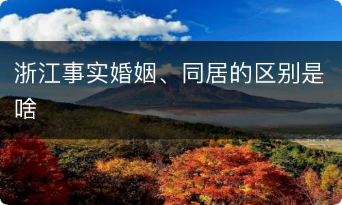 浙江事实婚姻、同居的区别是啥