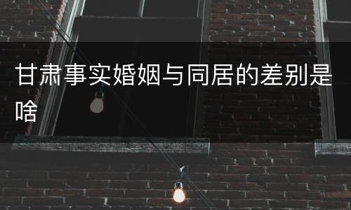 甘肃事实婚姻与同居的差别是啥