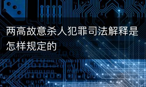 两高故意杀人犯罪司法解释是怎样规定的