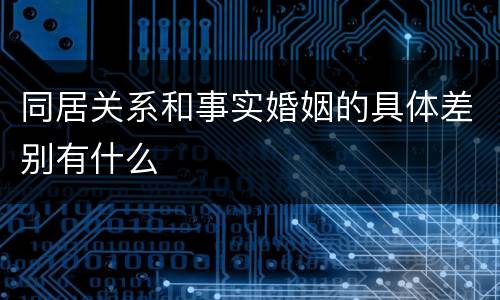 同居关系和事实婚姻的具体差别有什么