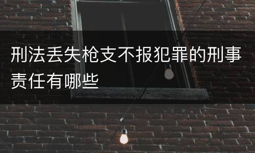 刑法丢失枪支不报犯罪的刑事责任有哪些