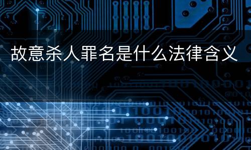 故意杀人罪名是什么法律含义