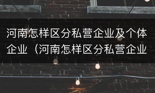 河南怎样区分私营企业及个体企业（河南怎样区分私营企业及个体企业名单）
