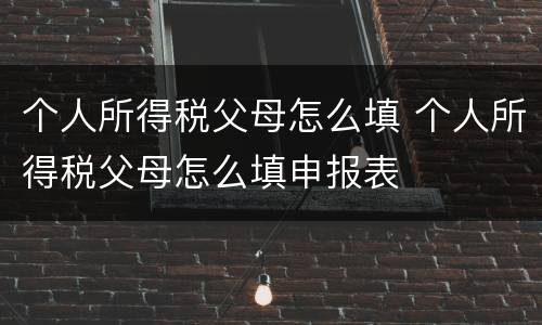 个人所得税父母怎么填 个人所得税父母怎么填申报表