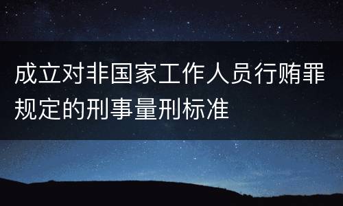 成立对非国家工作人员行贿罪规定的刑事量刑标准