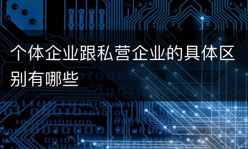 个体企业跟私营企业的具体区别有哪些