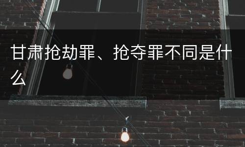 甘肃抢劫罪、抢夺罪不同是什么