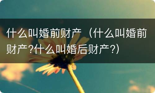 什么叫婚前财产（什么叫婚前财产?什么叫婚后财产?）