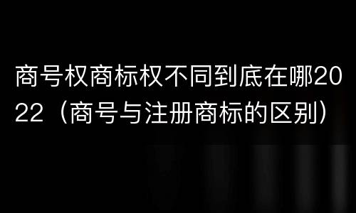 商号权商标权不同到底在哪2022（商号与注册商标的区别）
