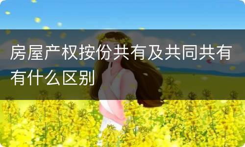 房屋产权按份共有及共同共有有什么区别