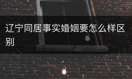 辽宁同居事实婚姻要怎么样区别
