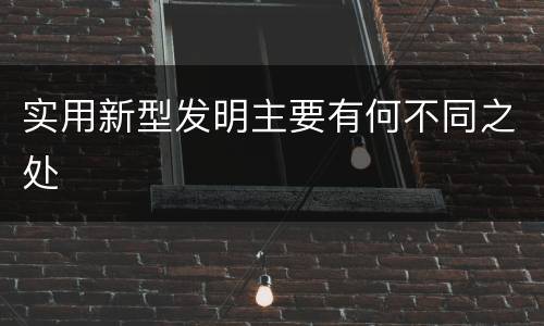 实用新型发明主要有何不同之处