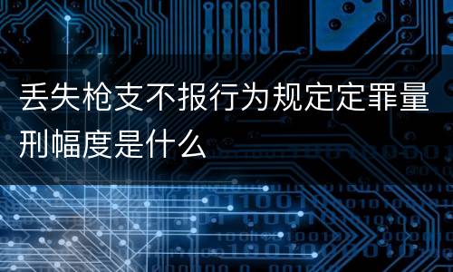 丢失枪支不报行为规定定罪量刑幅度是什么