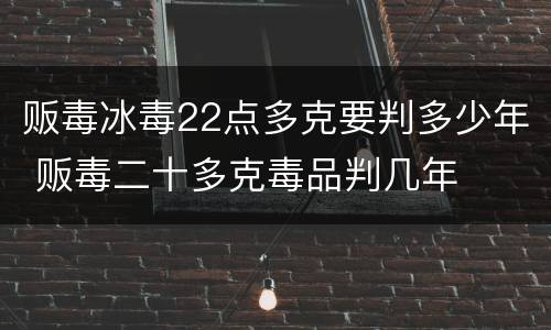 贩毒冰毒22点多克要判多少年 贩毒二十多克毒品判几年