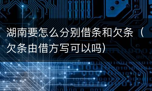 湖南要怎么分别借条和欠条（欠条由借方写可以吗）