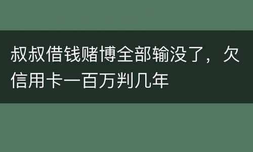 叔叔借钱赌博全部输没了，欠信用卡一百万判几年
