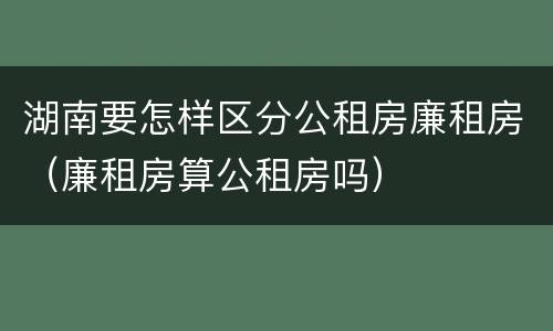 湖南要怎样区分公租房廉租房（廉租房算公租房吗）