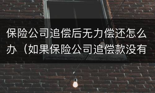 保险公司追偿后无力偿还怎么办（如果保险公司追偿款没有能力偿还怎么办）