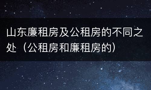 山东廉租房及公租房的不同之处（公租房和廉租房的）