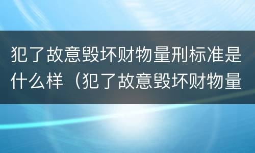 犯了故意毁坏财物量刑标准是什么样（犯了故意毁坏财物量刑标准是什么样的）