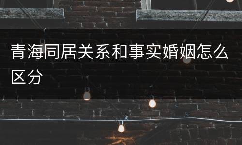 青海同居关系和事实婚姻怎么区分