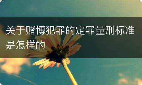 关于赌博犯罪的定罪量刑标准是怎样的