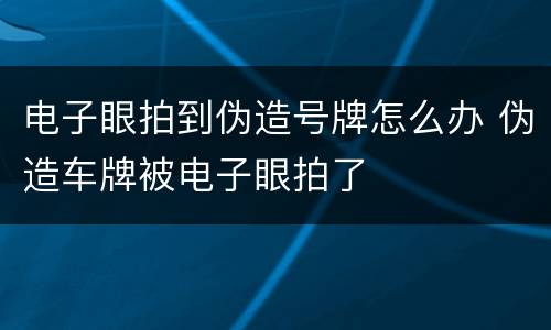 电子眼拍到伪造号牌怎么办 伪造车牌被电子眼拍了