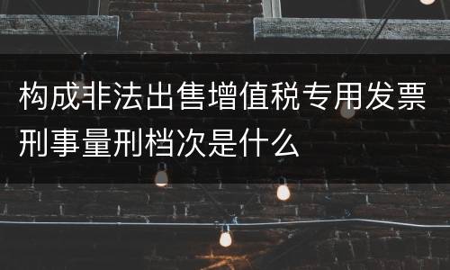 构成非法出售增值税专用发票刑事量刑档次是什么