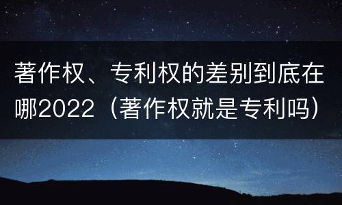 著作权、专利权的差别到底在哪2022（著作权就是专利吗）