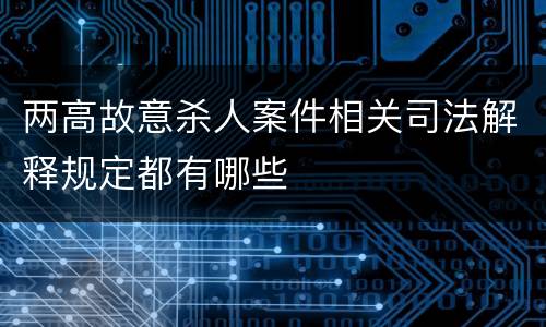 两高故意杀人案件相关司法解释规定都有哪些