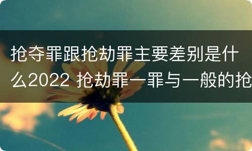 抢夺罪跟抢劫罪主要差别是什么2022 抢劫罪一罪与一般的抢劫罪区别