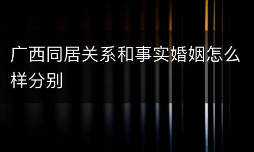 广西同居关系和事实婚姻怎么样分别