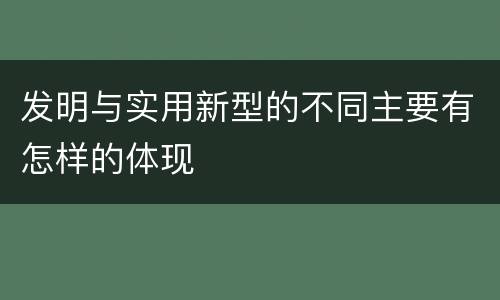 发明与实用新型的不同主要有怎样的体现