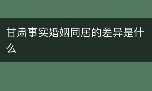甘肃事实婚姻同居的差异是什么