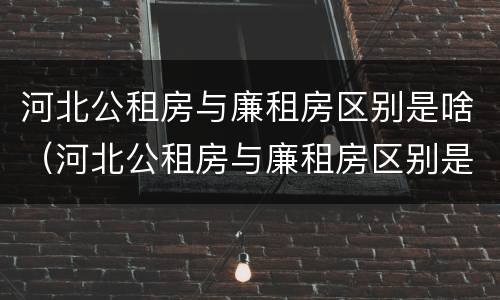 河北公租房与廉租房区别是啥(河北公租房与廉租房区别是啥呀)