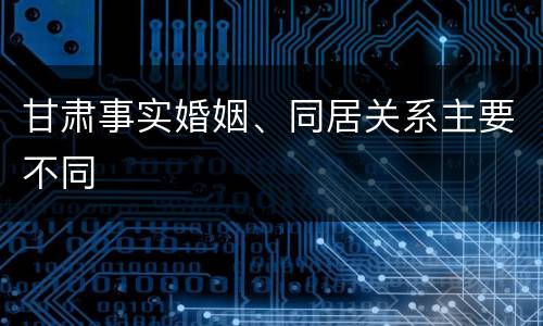甘肃事实婚姻、同居关系主要不同