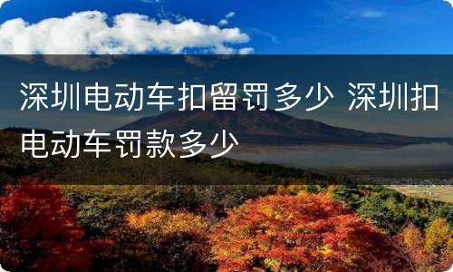 深圳电动车扣留罚多少 深圳扣电动车罚款多少
