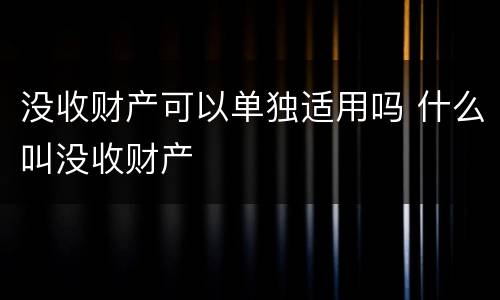 没收财产可以单独适用吗 什么叫没收财产