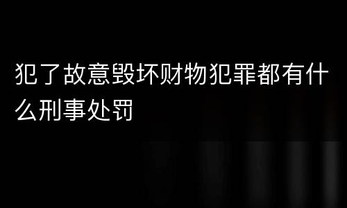 犯了故意毁坏财物犯罪都有什么刑事处罚