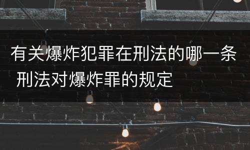 有关爆炸犯罪在刑法的哪一条 刑法对爆炸罪的规定