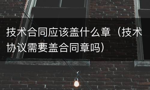 技术合同应该盖什么章（技术协议需要盖合同章吗）